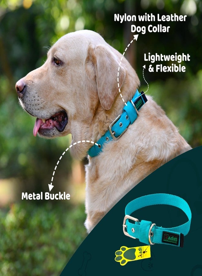 ADIL'S Nylon Dog Collar,Adjustable Metal Buckle With D-Ring Width: 25Mm Pet Collars For Small,Medium&Large Dog,14 Color Options,Size: L,Teal - Image 3